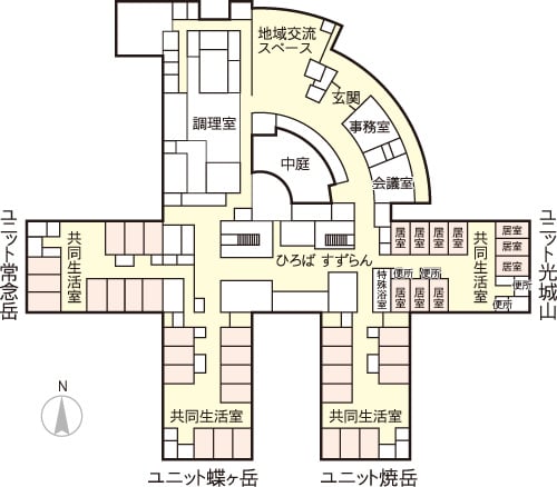 豊岳荘 建物配置図1F